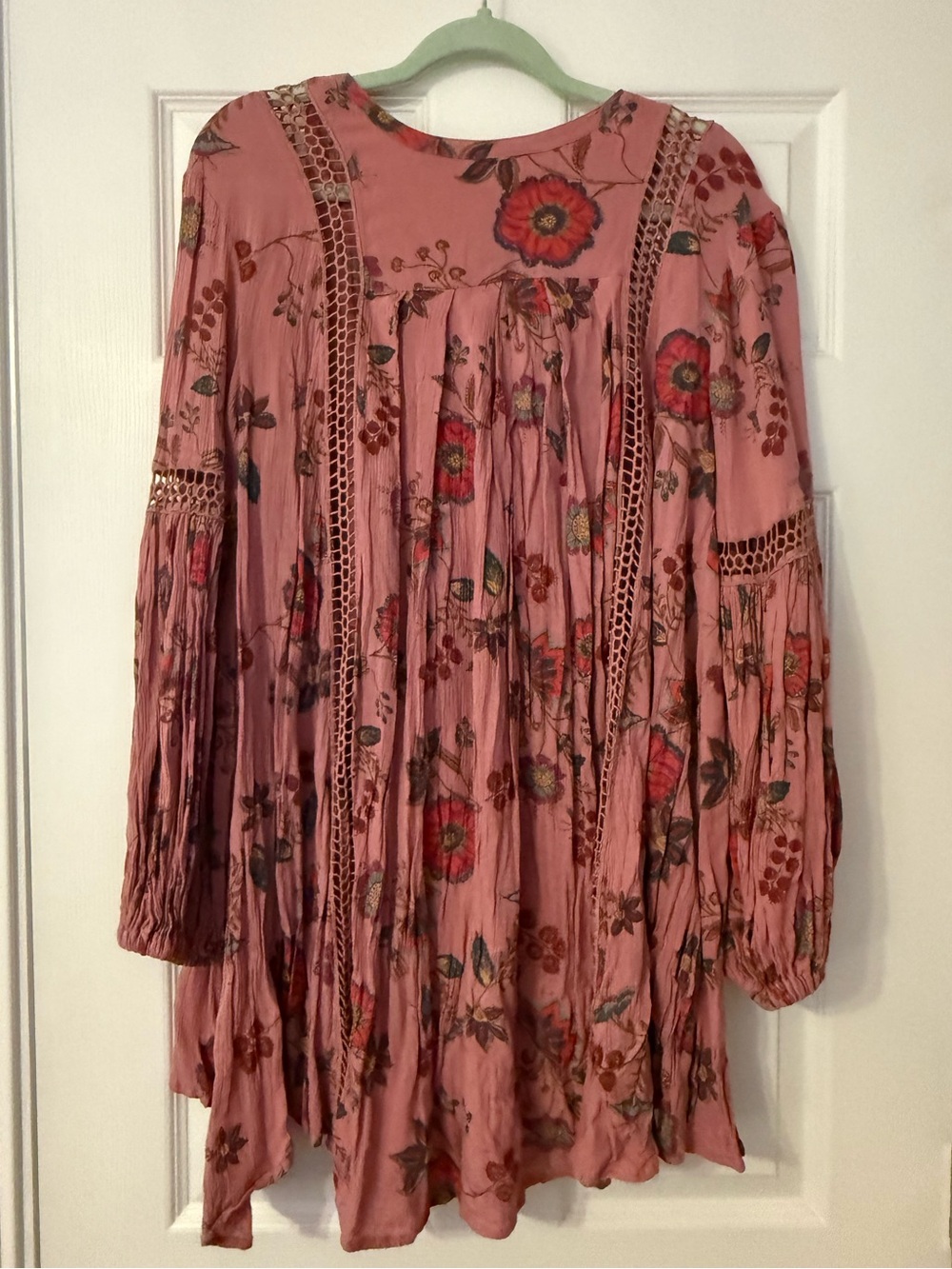 Free People Pink Floral Crochet-Edge Tunic-
FIRM ON PRICE